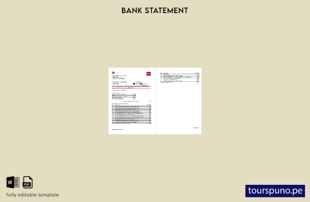 listo para imprimir plantilla de Excel (páginas) de extracto bancario de BB&T Co